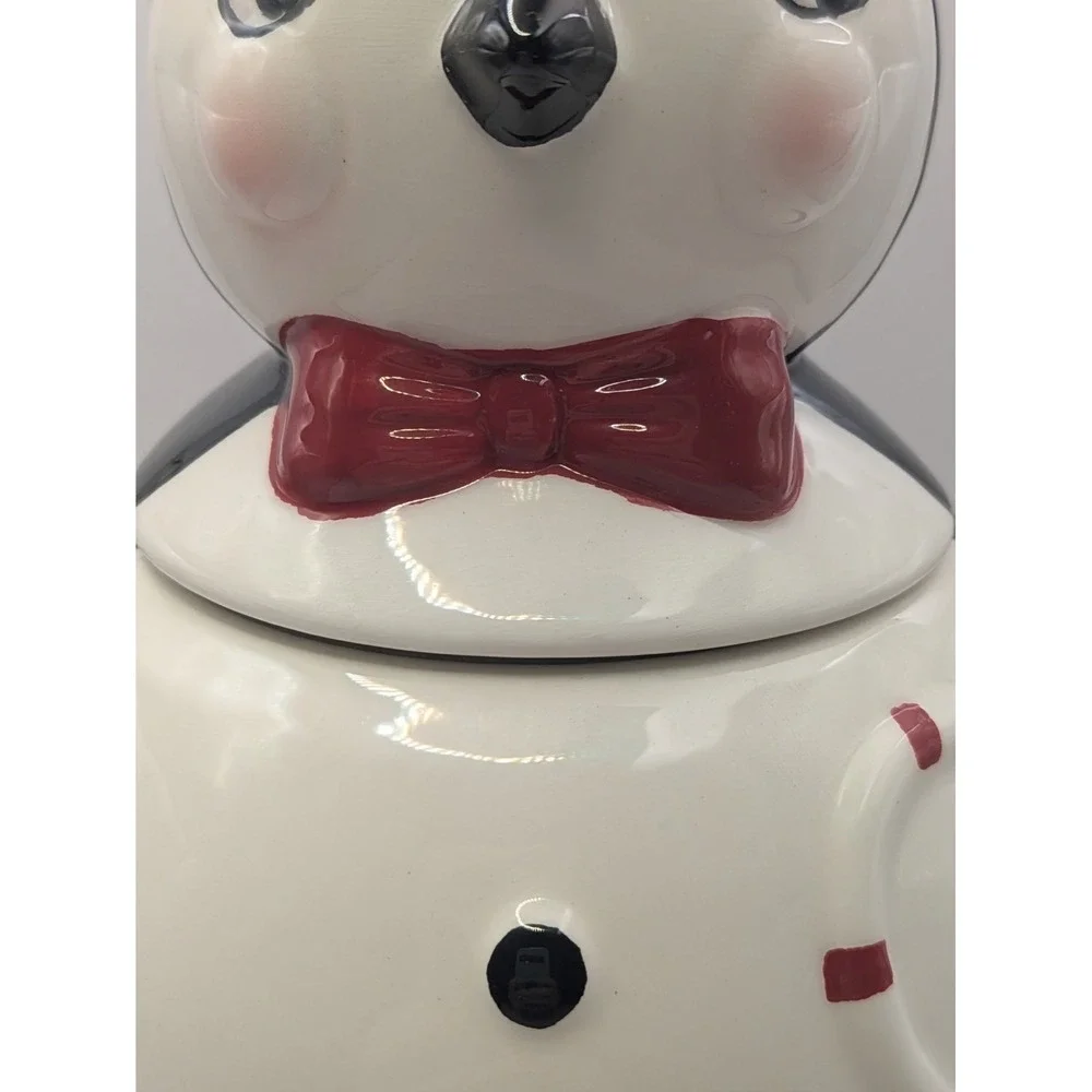Johanna Parker Carnival Cottage Penguin Christmas Cookie Jar Canister Snug Lid - Picture 7 of 16